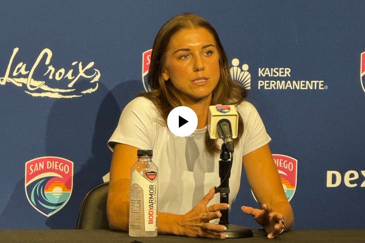 Alex Morgan se despidió en conferencia de prensa en el Snapdragon Stadium de San Diego. (Fotos: SportyDeporte.com)