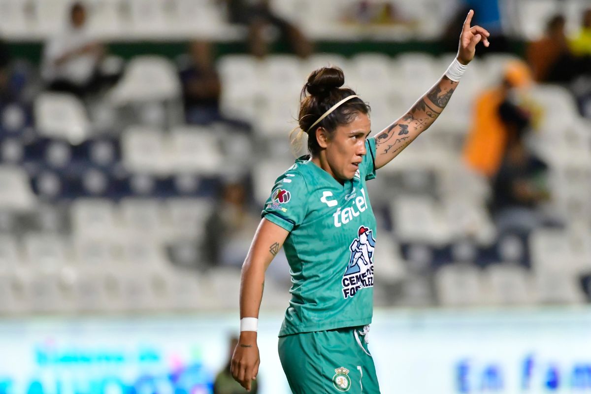 Liz Ángeles marcó tres goles a Xolos el Domingo en León. (Foto: X @LigaBBVAFemenil)