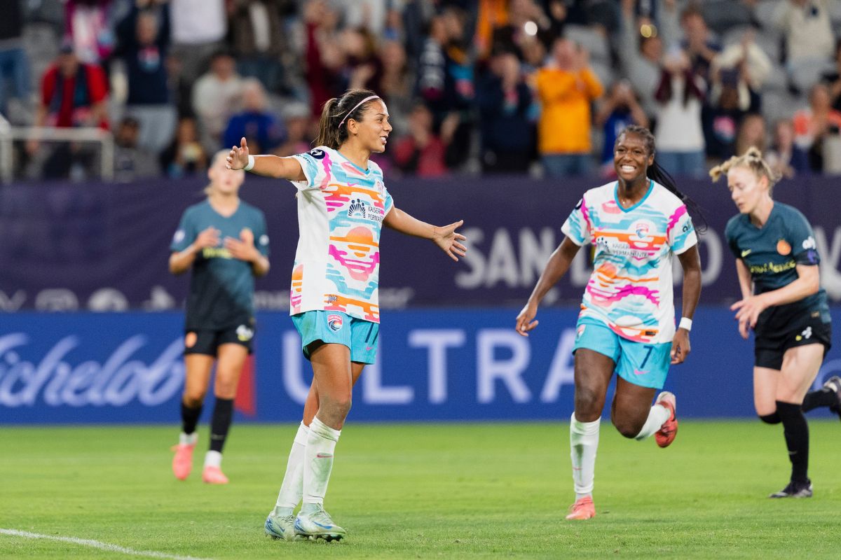 María Sánchez marcó los tres goles en el triunfo de San Diego Wave FC esta noche. (Fotos: Cortesía San Diego Wave FC)